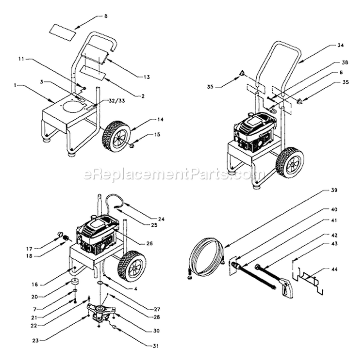 Page A Diagram and Parts List for 1120-0  Briggs and Stratton Pressure Washer